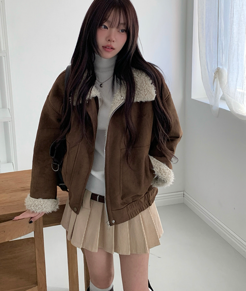 [MODIMOOD] Fur Lining Wool Suede Jacket