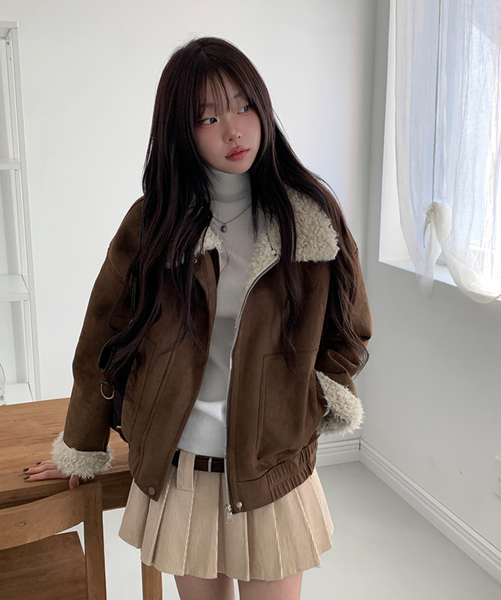 [MODIMOOD] Fur Lining Wool Suede Jacket