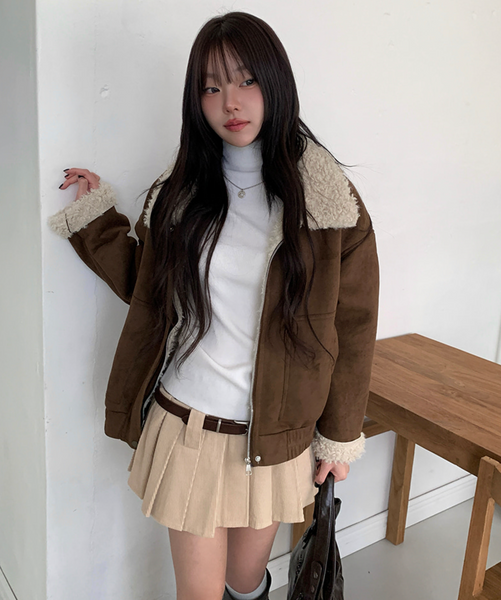 [MODIMOOD] Fur Lining Wool Suede Jacket