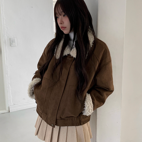 [MODIMOOD] Fur Lining Wool Suede Jacket