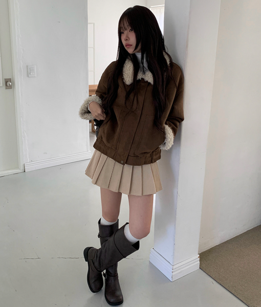 [MODIMOOD] Fur Lining Wool Suede Jacket