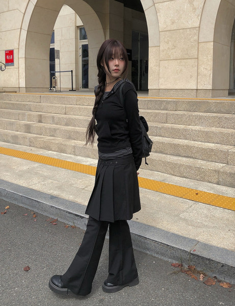 [MODIMOOD] Novin Colour Snap Hood Button T-Shirt