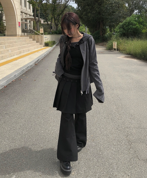 [MODIMOOD] Novin Colour Snap Hood Button T-Shirt