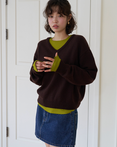 [FROM BEGINNING][MADE] Mercy Basic V-Neck Knitwear