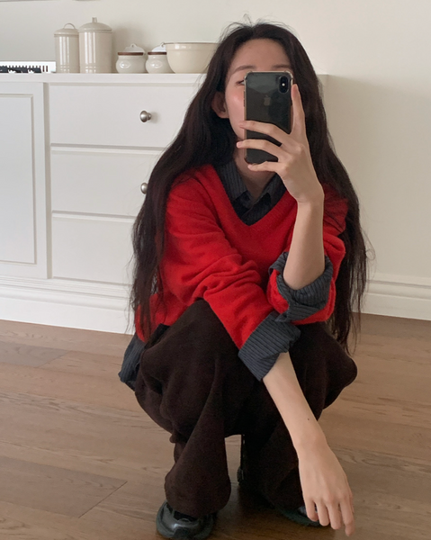 [FROM BEGINNING][MADE] Mercy Basic V-Neck Knitwear