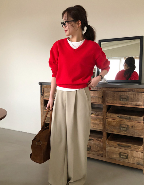 [FROM BEGINNING][MADE] Mercy Basic V-Neck Knitwear