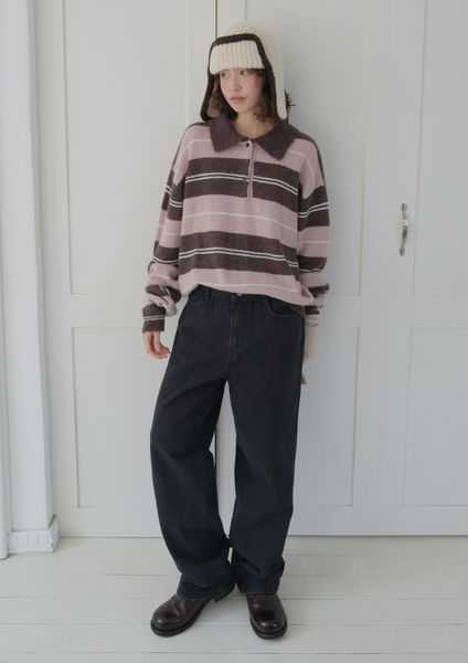 [FROM BEGINNING] Smooth Stripe Collar Knitwear