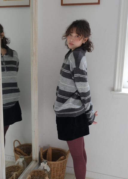 [FROM BEGINNING] Smooth Stripe Collar Knitwear