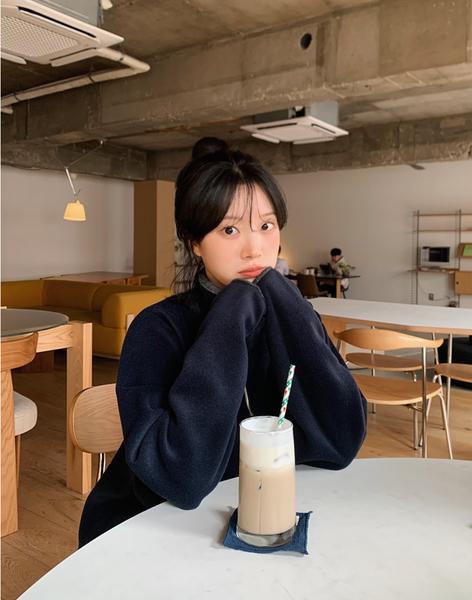 [SLOWAND] # SLOWMADE Memories Embroidery Coloring Fleece Semi-Zipup