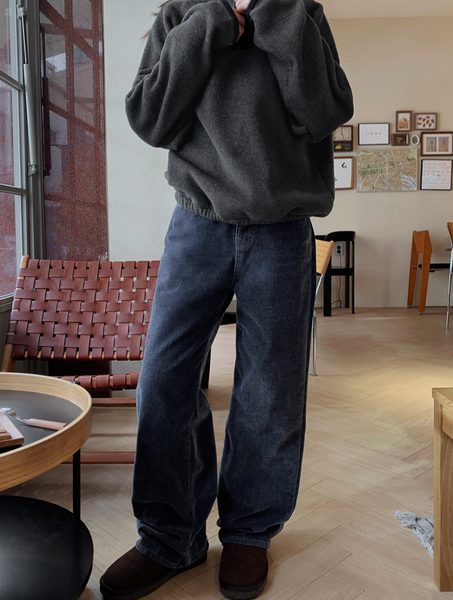 [SLOWAND] # SLOWMADE Memories Embroidery Coloring Fleece Semi-Zipup