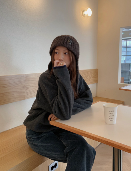 [SLOWAND] # SLOWMADE Memories Embroidery Coloring Fleece Semi-Zipup