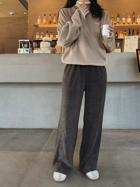 [SLOWAND] # SLOWMADE Memories Embroidery Coloring Fleece Semi-Zipup