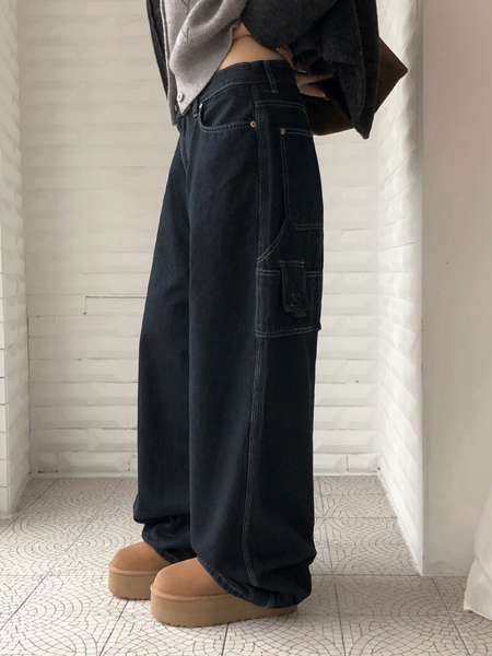 [SHOPPERLAND] Indigo Blue Balloon Denim Pants