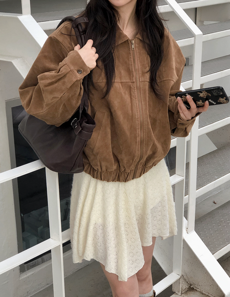 [SHOPPERLAND] Punching Lace Unbalanced Layered Mini Skirt