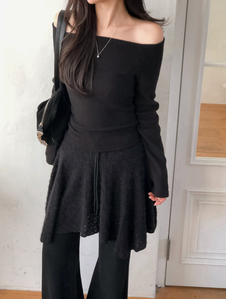 [SHOPPERLAND] Punching Lace Unbalanced Layered Mini Skirt