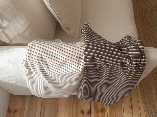 [Juuneedu] Toffee Nut Stripe Embroidery Pyjamas Set