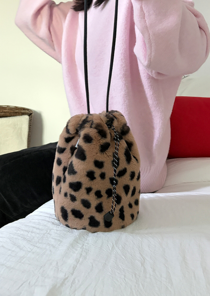 [MINMIN] Bunny Fur Mini Bag Brown