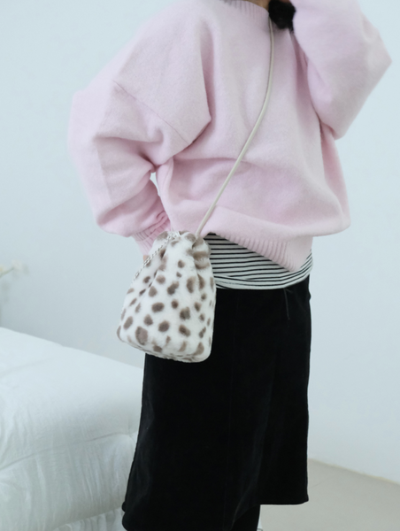 [MINMIN] Bunny Fur Mini Bag Cream