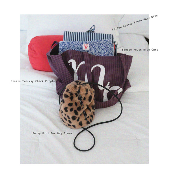 [MINMIN] Two-way Eco Bag Check Purple