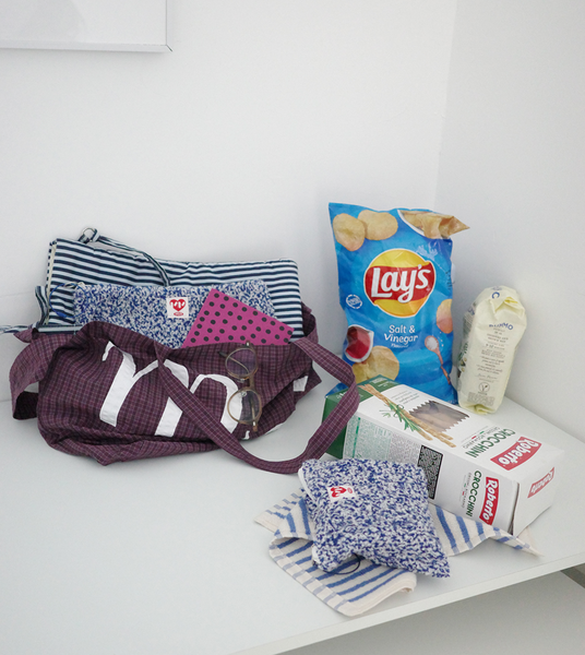 [MINMIN] Two-way Eco Bag Check Purple