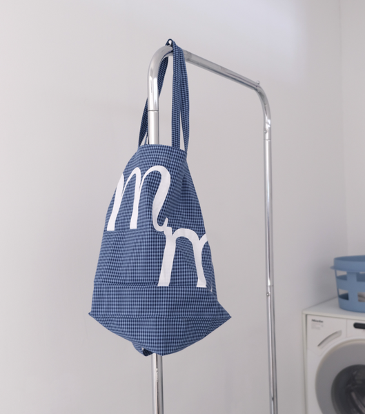 [MINMIN] Two-way Eco Bag Check Blue
