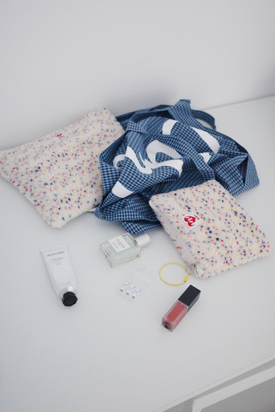 [MINMIN] Two-way Eco Bag Check Blue