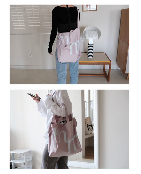 [MINMIN] Two-way Eco Bag Beige Pink