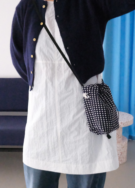[MINMIN] 2Pockets Mini Bag Navy Dot