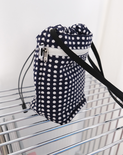 [MINMIN] 2Pockets Mini Bag Navy Dot