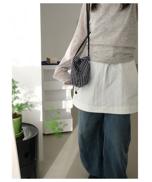 [MINMIN] 2Pockets Mini Bag Navy Dot