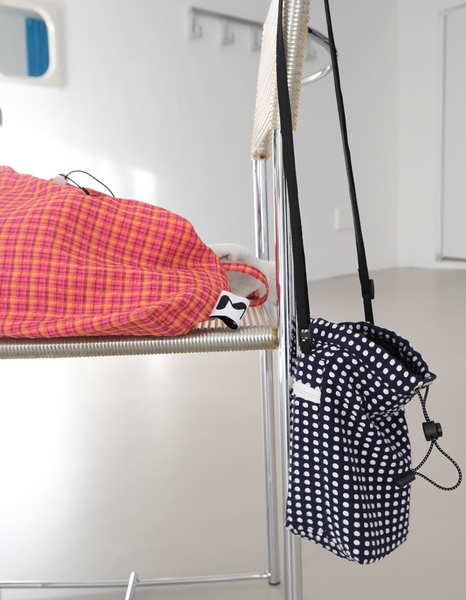 [MINMIN] 2Pockets Mini Bag Navy Dot