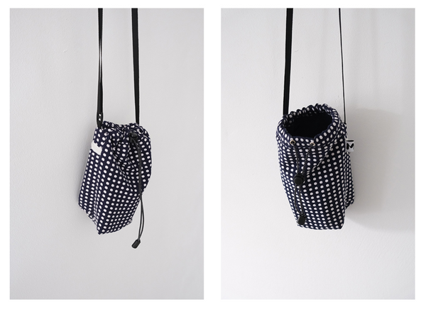 [MINMIN] 2Pockets Mini Bag Navy Dot