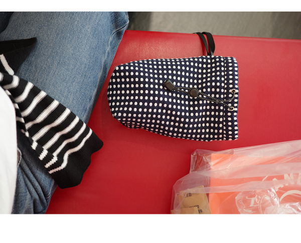 [MINMIN] 2Pockets Mini Bag Navy Dot