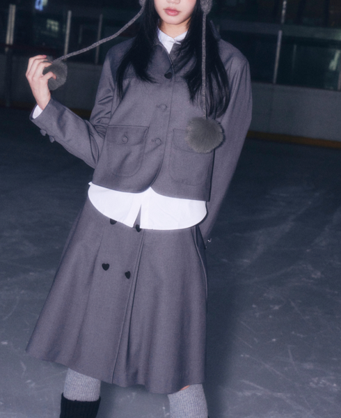 [ROGIN N ROSIE] [Set] Heart Botton Point Set-up Charcoal