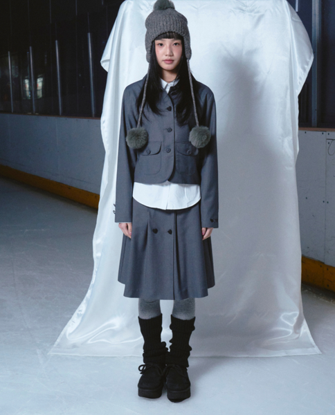 [ROGIN N ROSIE] [Set] Heart Botton Point Set-up Charcoal