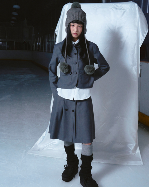 [ROGIN N ROSIE] [Set] Heart Botton Point Set-up Charcoal