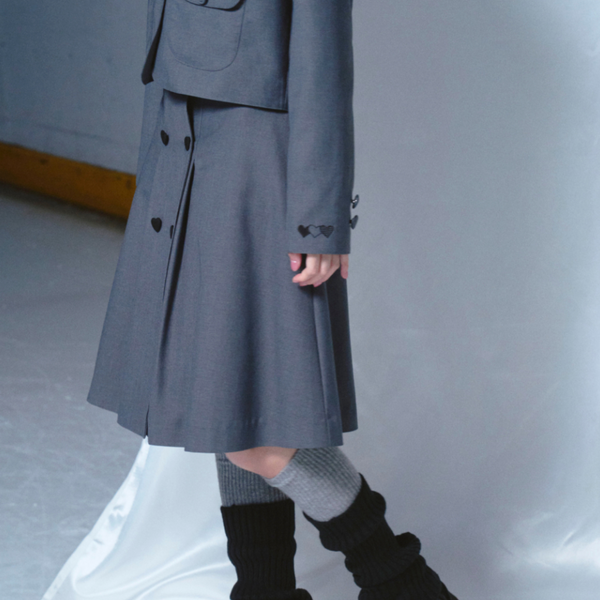 [ROGIN N ROSIE] [Set] Heart Botton Point Set-up Charcoal