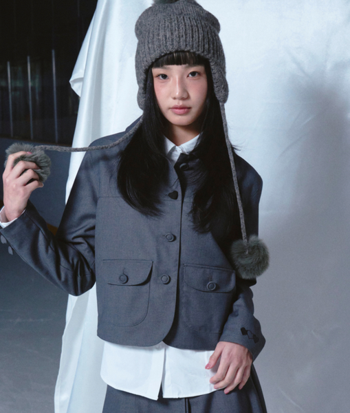 [ROGIN N ROSIE] [Set] Heart Botton Point Set-up Charcoal