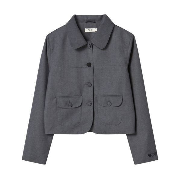 [ROGIN N ROSIE] [Set] Heart Botton Point Set-up Charcoal