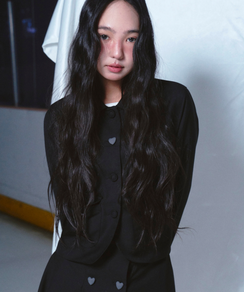 [ROGIN N ROSIE] [Set] Heart Botton Point Set-up Black