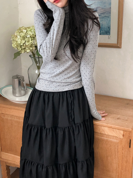 [SHOPPERLAND] Slim Dot Turtleneck T-shirt