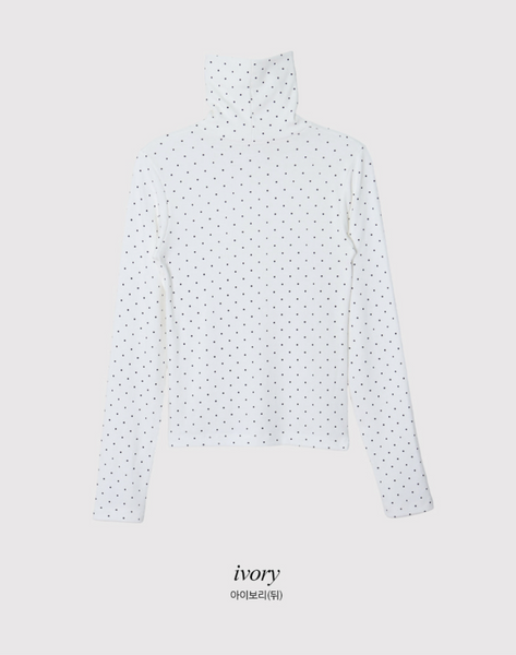 [SHOPPERLAND] Slim Dot Turtleneck T-shirt