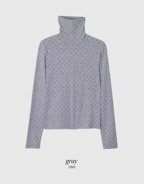 [SHOPPERLAND] Slim Dot Turtleneck T-shirt