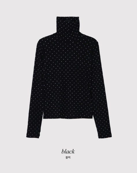 [SHOPPERLAND] Slim Dot Turtleneck T-shirt