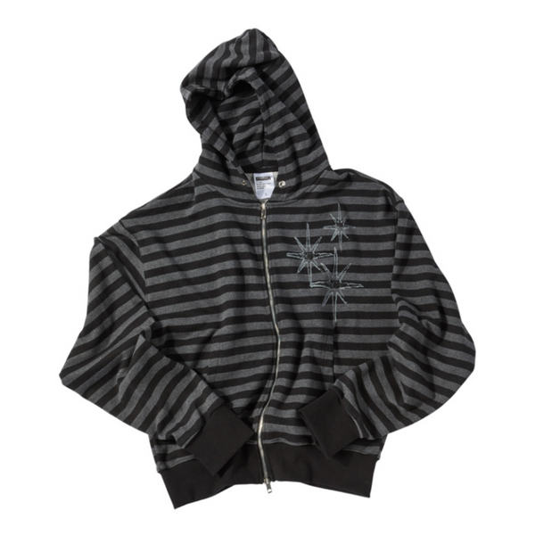 [UNTITLED SEOUL] STARRY NIGHT Stripe Hooded Zip-Up Black