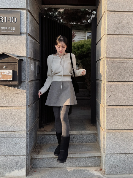 [SLOWAND] Ribbon Strap Fur Cardigan