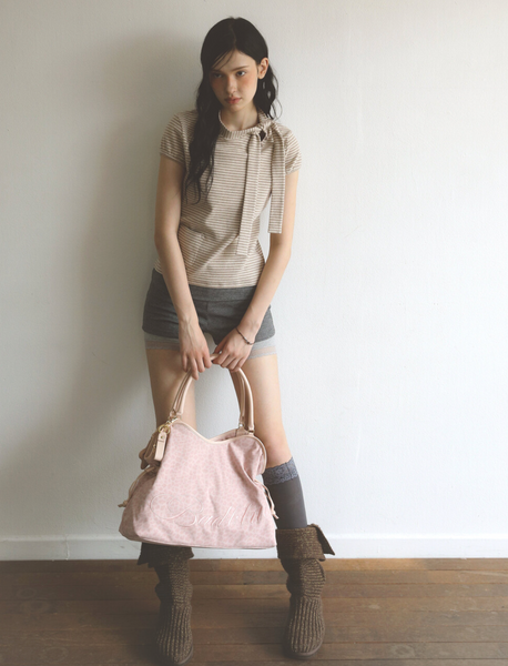 [BadBlue] Washed Leopard Dimsum Bag Pink