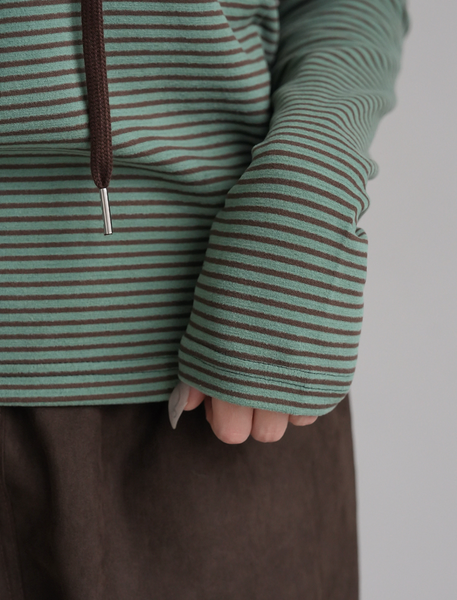 [BINARY01] Kerman Stripe Hooded T-Shirt