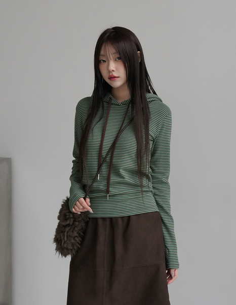 [BINARY01] Kerman Stripe Hooded T-Shirt