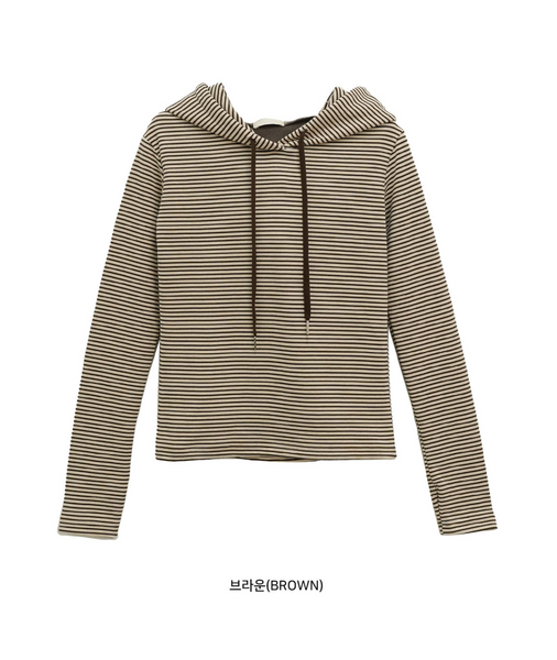 [BINARY01] Kerman Stripe Hooded T-Shirt
